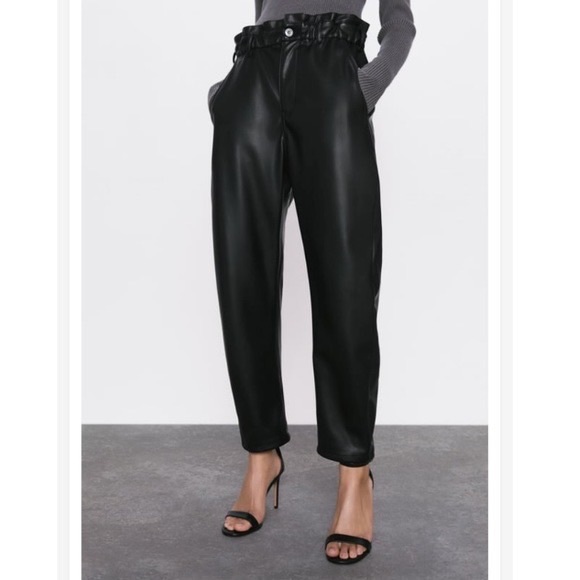 Zara Baggy Faux Leather Pants US 32 - Picture 7 of 9